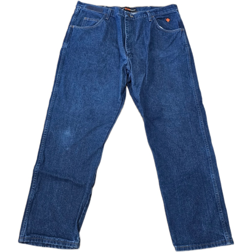 Wrangler FR Flame Resistant Relaxed Fit Jeans Mens 42x32 Blue Denim‎ CAT2
